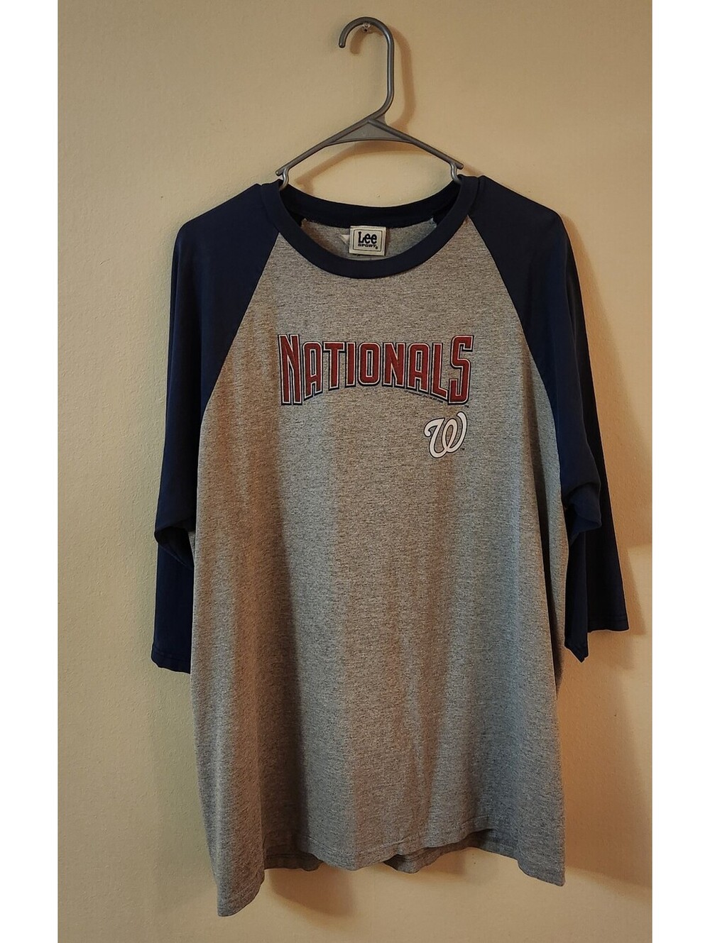 VINTAGE Washington Nationals Lee Sport 3/4 Sleeve Shirt Mens Large Rare